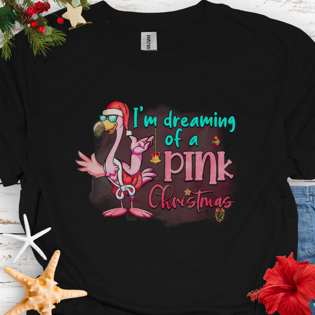 Dreaming of a Pink Christmas Flamingo T-Shirt