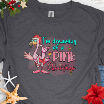 Dreaming of a Pink Christmas Flamingo T-Shirt