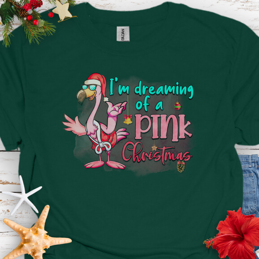 Dreaming of a Pink Christmas Flamingo T-Shirt