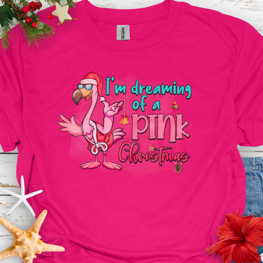 Dreaming of a Pink Christmas Flamingo T-Shirt