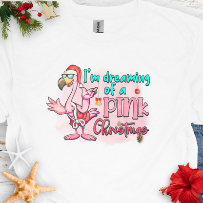 Dreaming of a Pink Christmas Flamingo T-Shirt