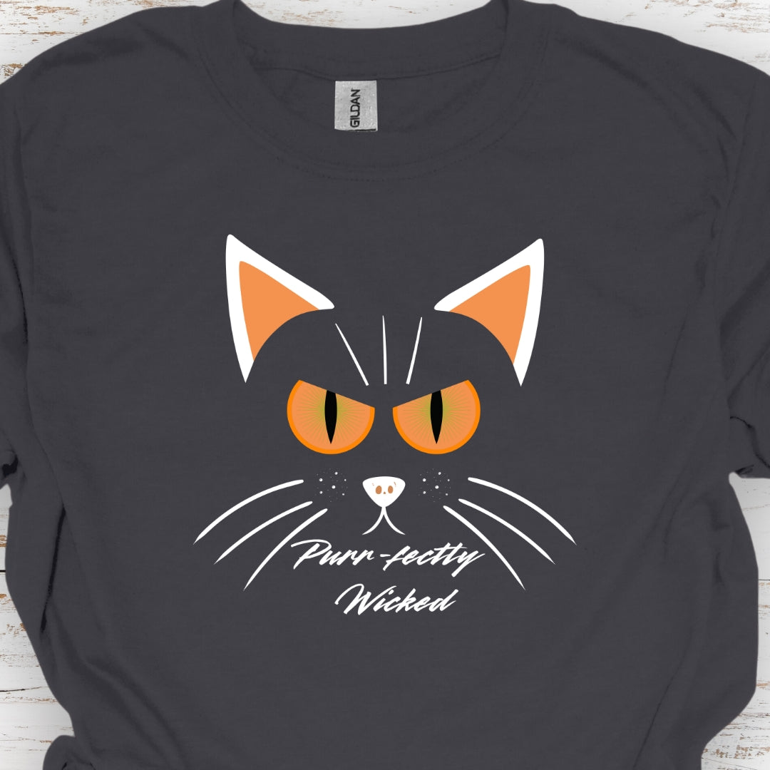 Purr-fectly Wicked Halloween T-Shirt (front/back design)