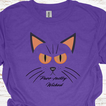 Purr-fectly Wicked Halloween T-Shirt (front/back design)