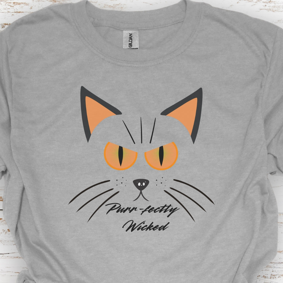 Purr-fectly Wicked Halloween T-Shirt (front/back design)