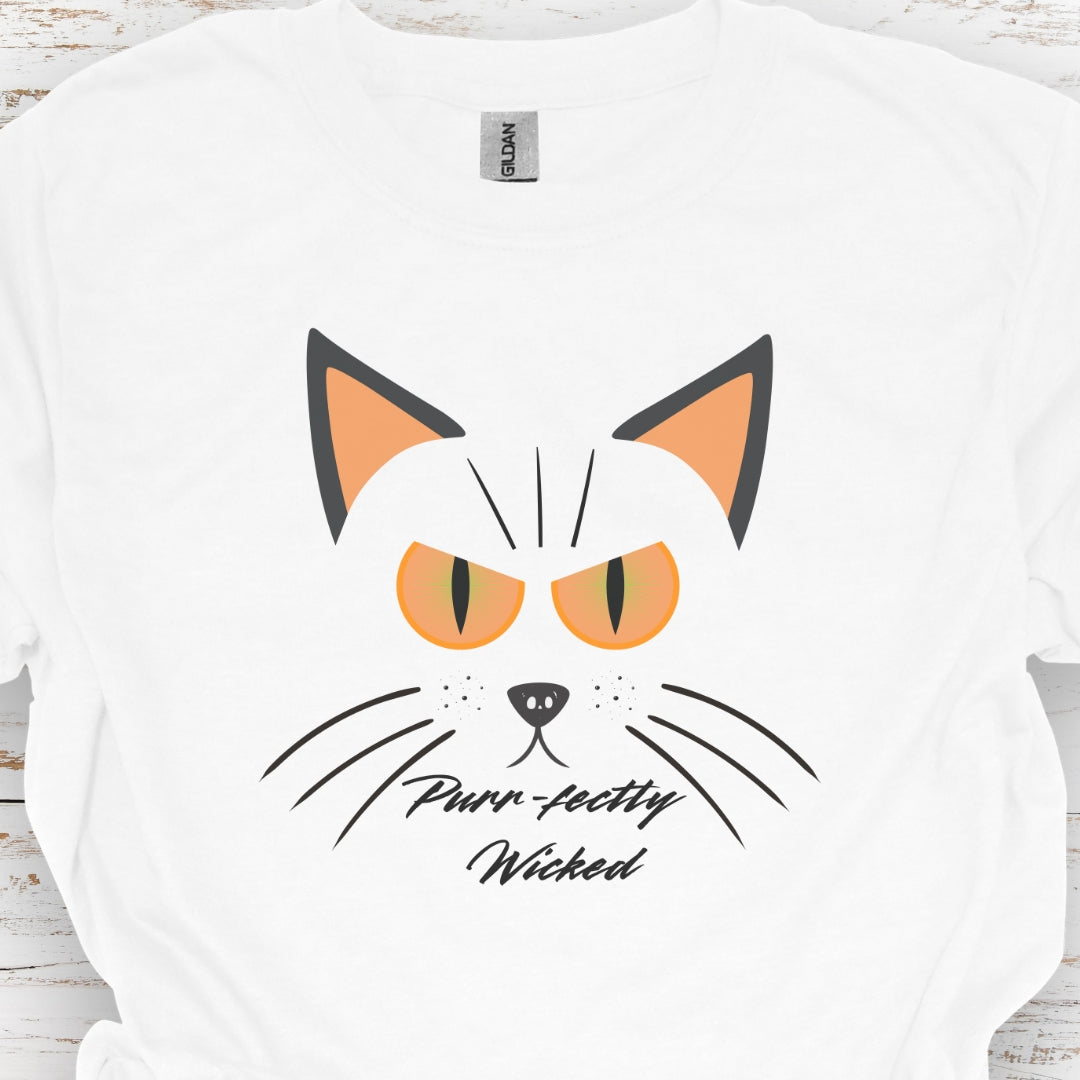 Purr-fectly Wicked Halloween T-Shirt (front/back design)