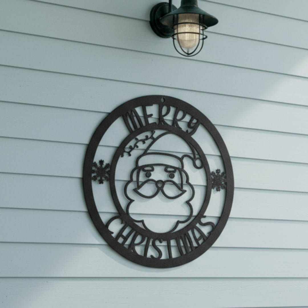 Santa_Merry_Christmas_Metal_Sign_Black_Brick_Entrance_Mockup.png