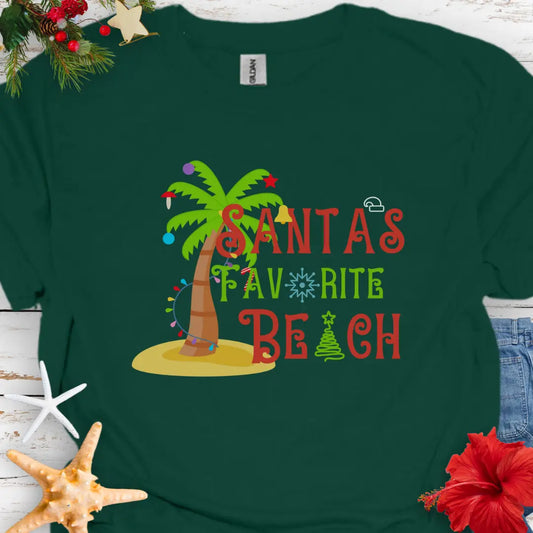 Santa's Favorite Beach T-Shirt  T-Shirt  Everythings Beachy