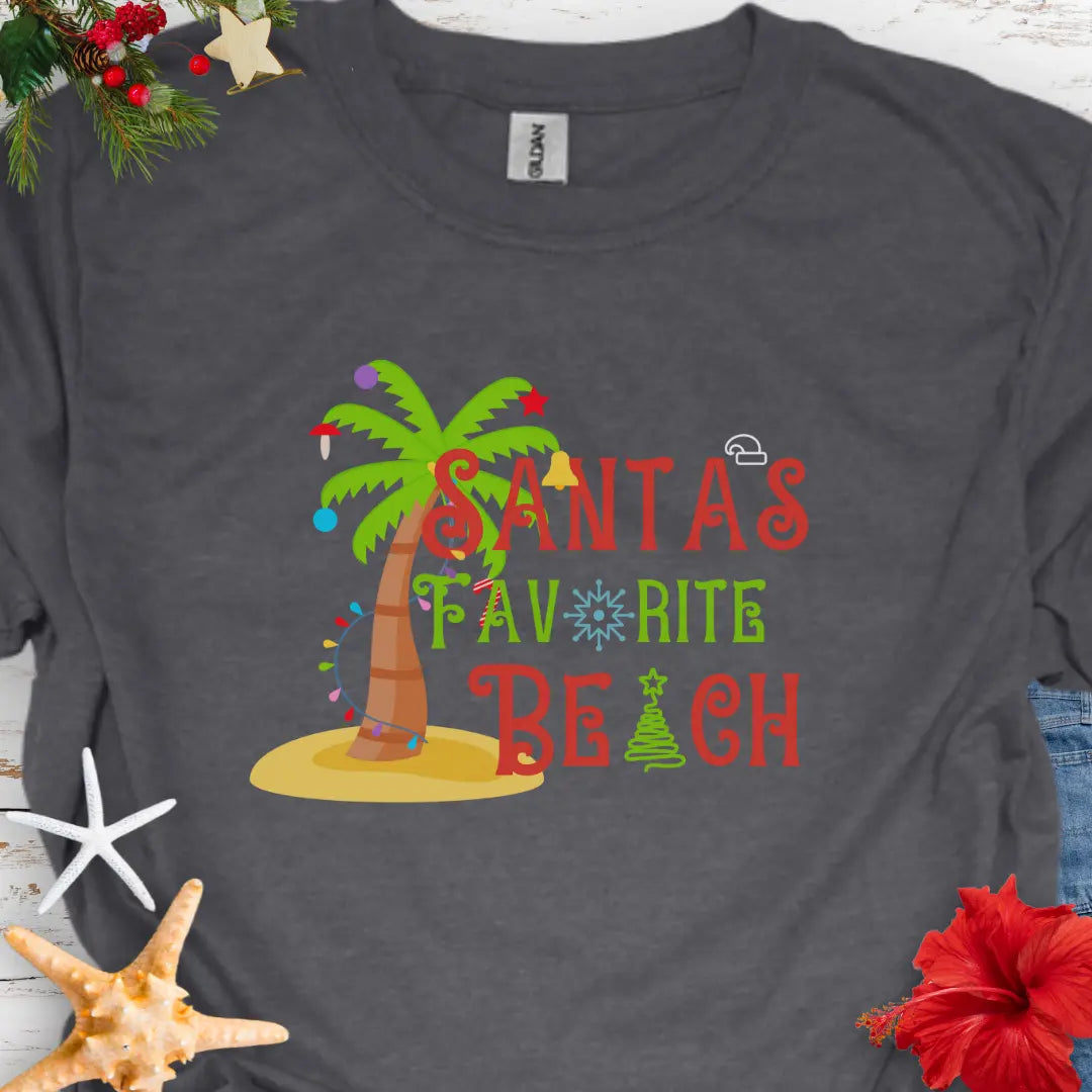 Santa's Favorite Beach T-Shirt  T-Shirt  Everythings Beachy