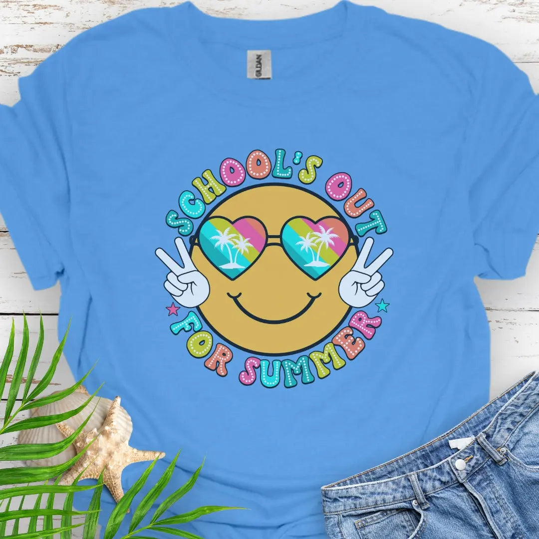 Schools Out for Summer Fun T-Shirt  T-Shirt 3XL-Carolina-Blue Everythings Beachy