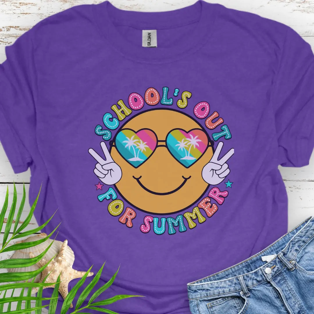 Schools Out for Summer Fun T-Shirt  T-Shirt 3XL-Heather-Purple Everythings Beachy