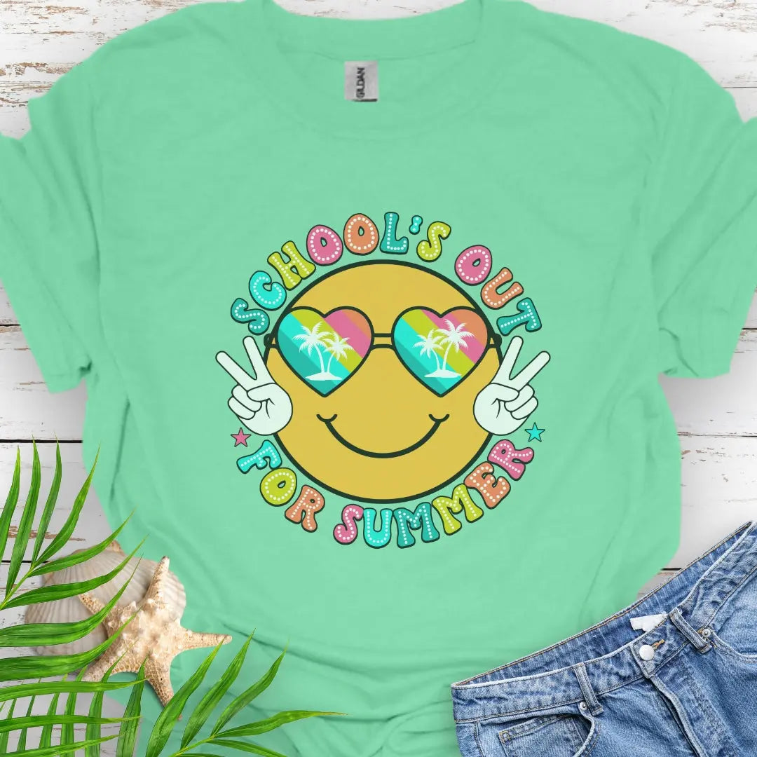 Schools Out for Summer Fun T-Shirt  T-Shirt 3XL-Mint-Green Everythings Beachy