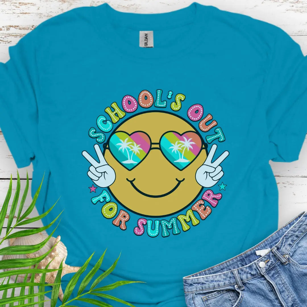 Schools Out for Summer Fun T-Shirt  T-Shirt 3XL-Tropical-Blue Everythings Beachy