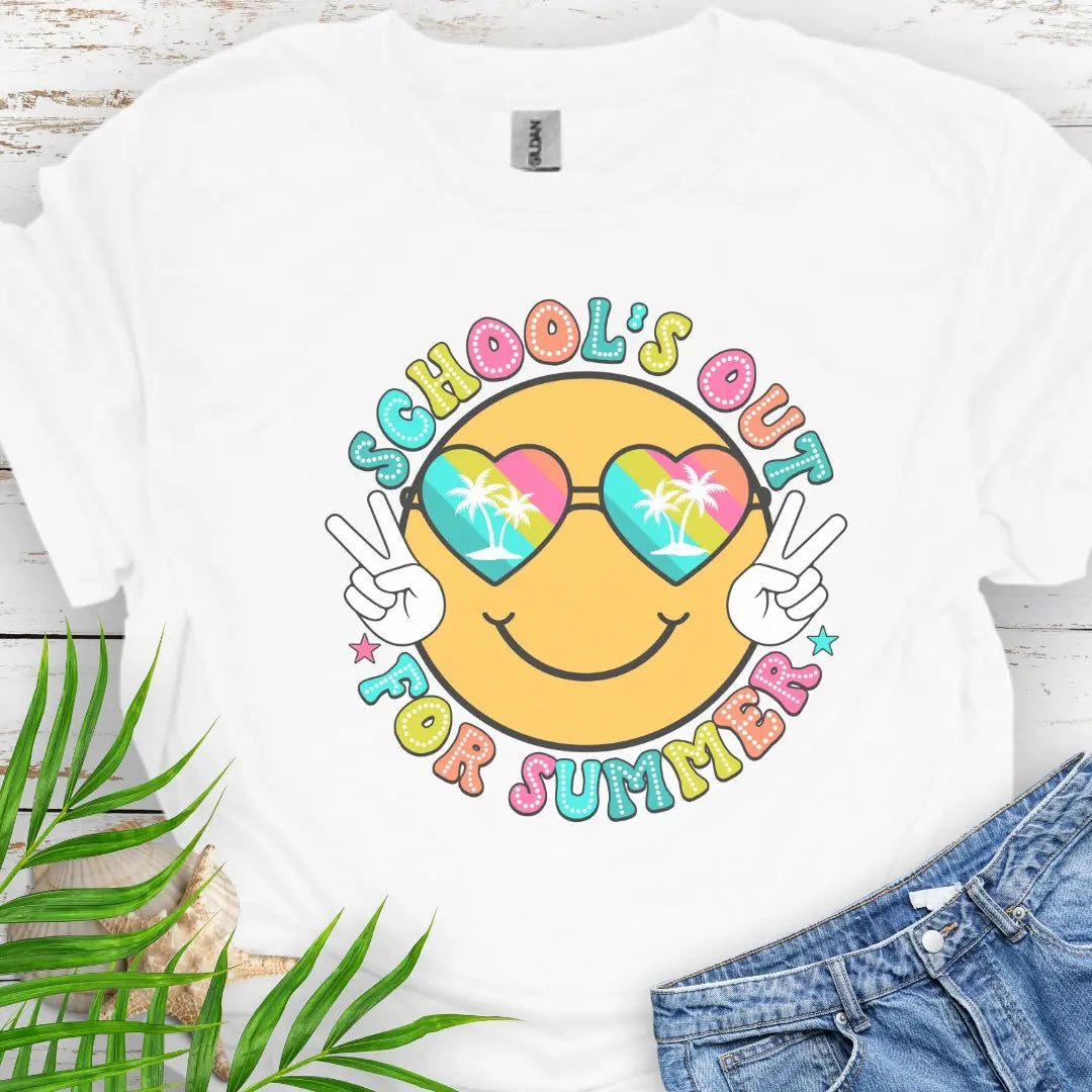 Schools Out for Summer Fun T-Shirt  T-Shirt 5XL-White Everythings Beachy