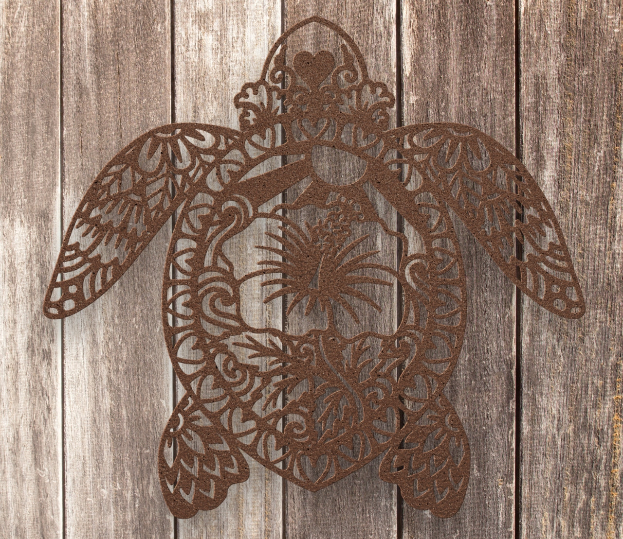 Copper metal sign celtic sea turtle