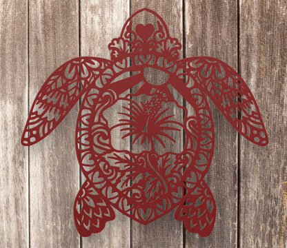 Red metal sign celtic sea turtle