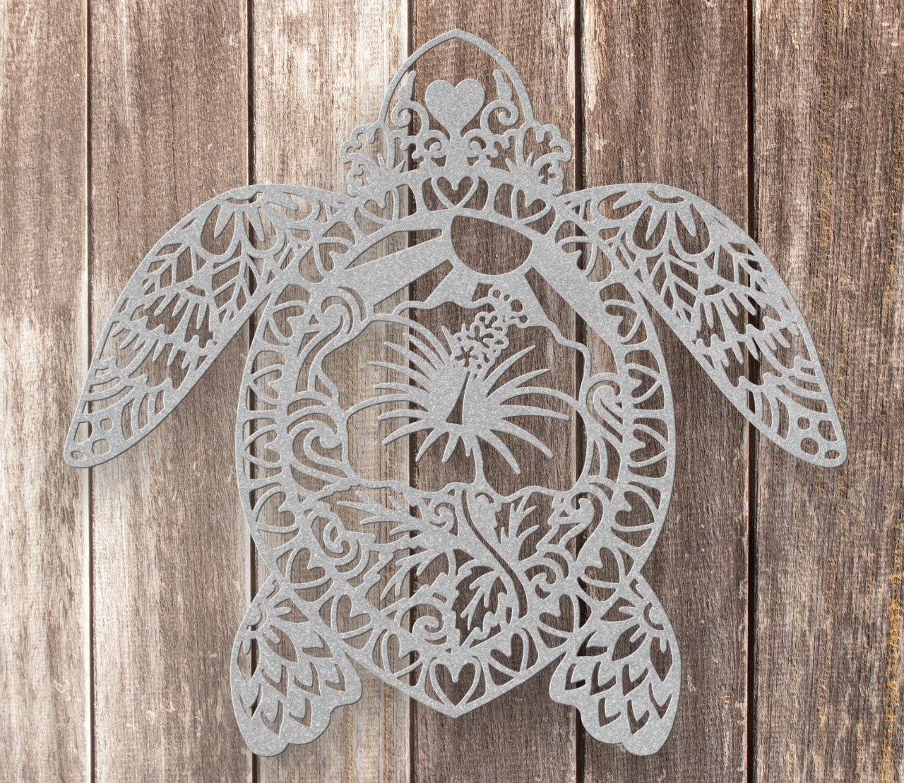 Silver metal sign celtic sea turtle