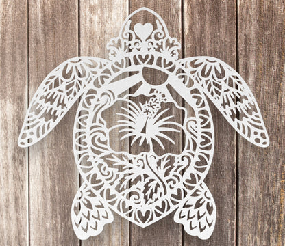 White metal sign celtic sea turtle