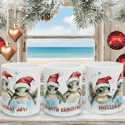 Sea Turtles Shelled Christmas Mug  Mug 11oz Everythings Beachy