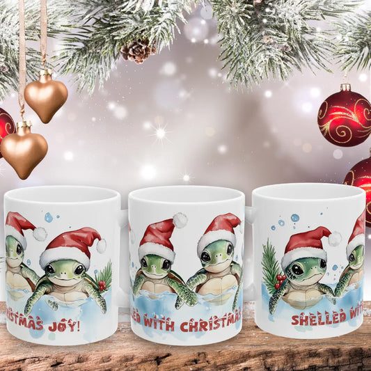 Sea Turtles Shelled Christmas Mug  Mug 11oz Everythings Beachy