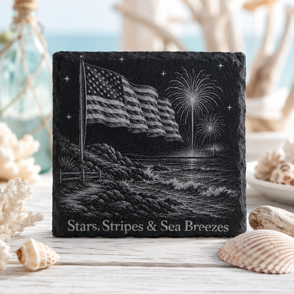 Patriotic Engraved Slate Coaster | Set of 4