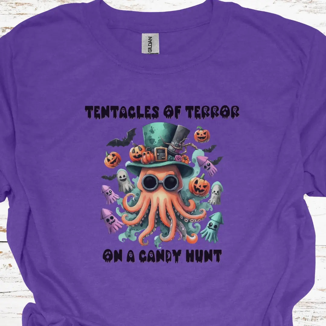 Tentacles of Terror T-Shirt  T-Shirt 3XL-Heather-Purple Everythings Beachy