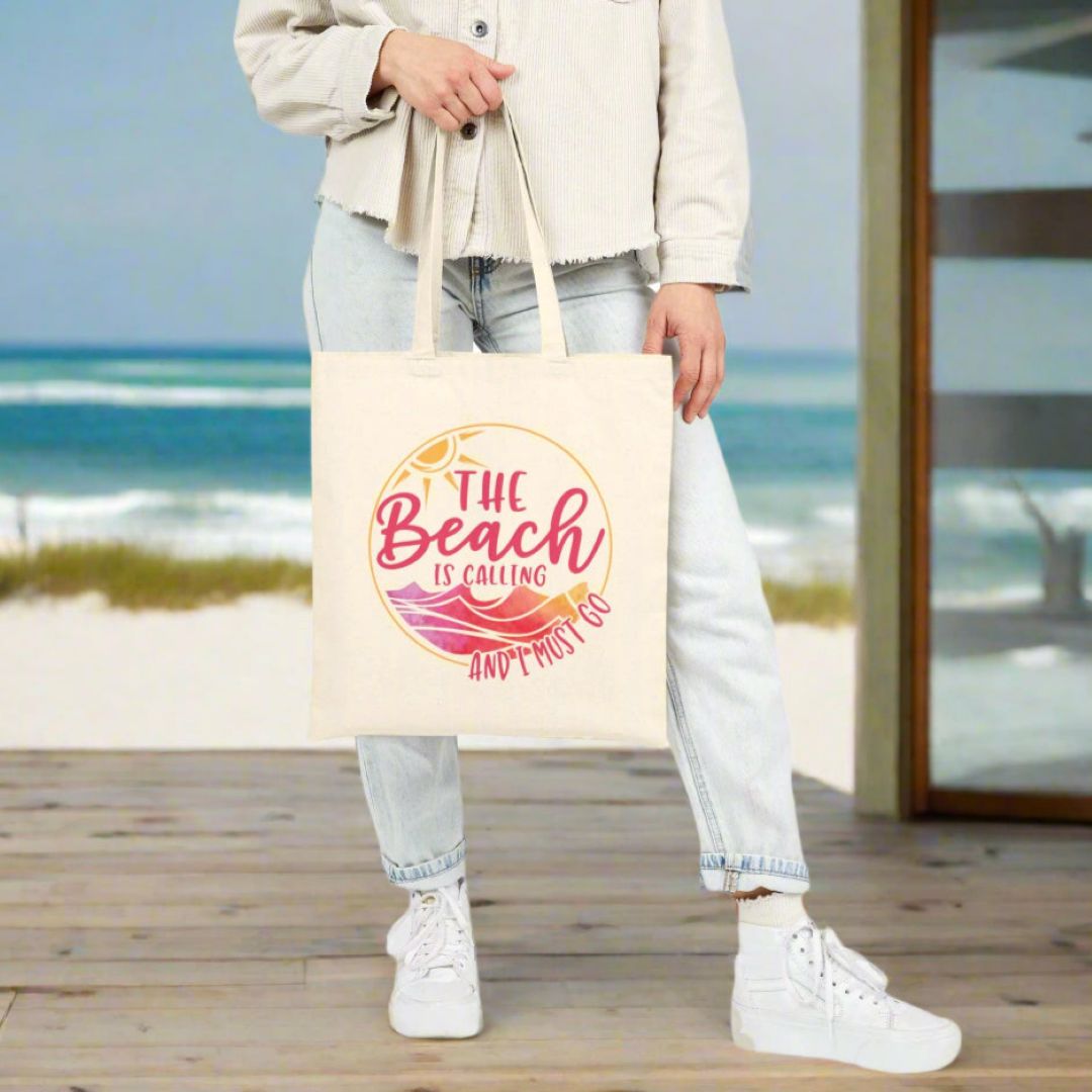 Beach Calling Cotton Canvas Tote Bag - Perfect for Summers & Adventures  Tote Bag  Everythings Beachy