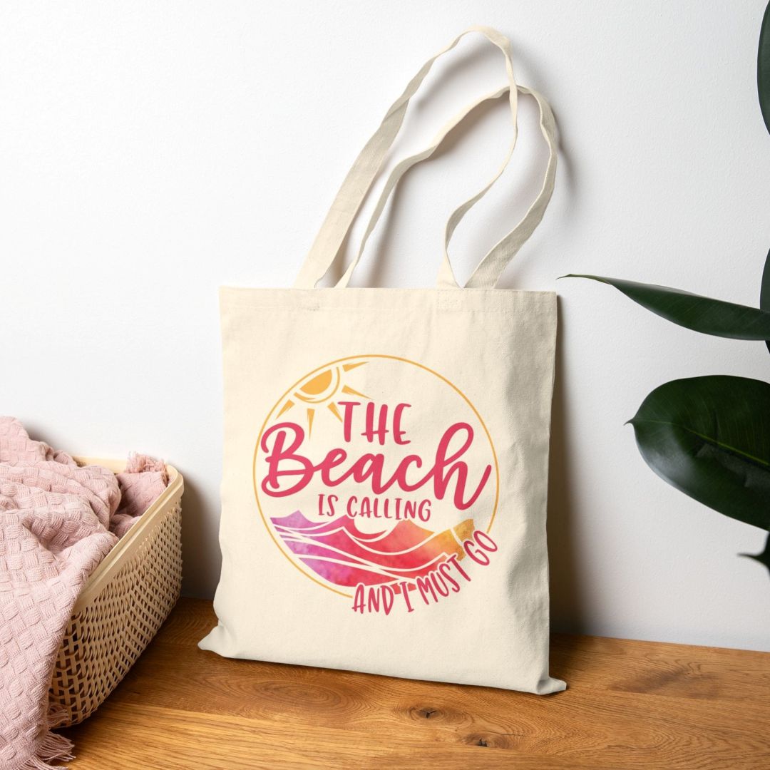 Beach Calling Cotton Canvas Tote Bag - Perfect for Summers & Adventures  Tote Bag  Everythings Beachy