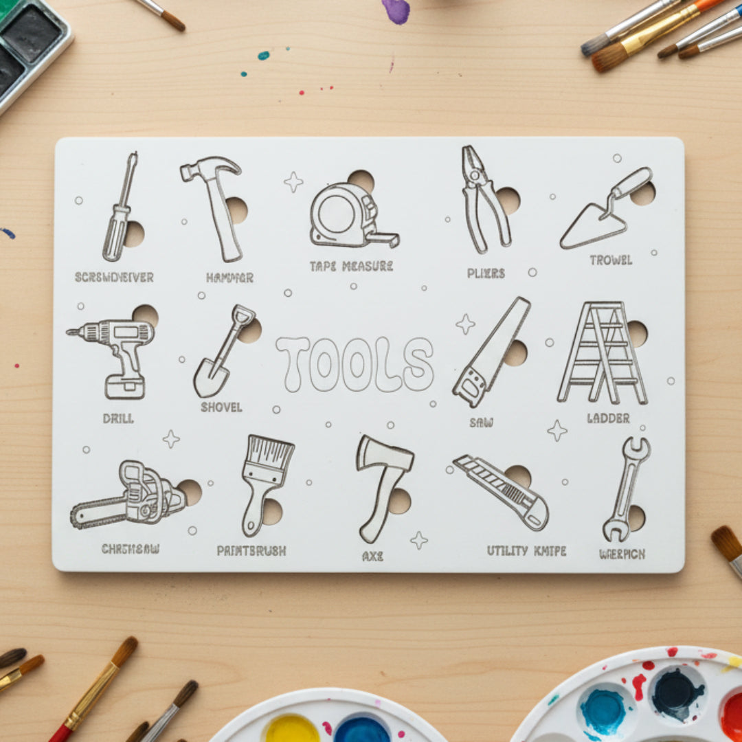 Child's Wooden Tool Puzzle that can be painted.