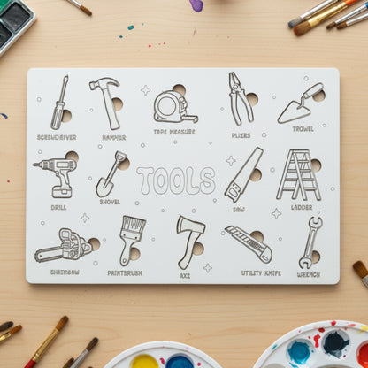 Child's Wooden Tool Puzzle that can be painted.