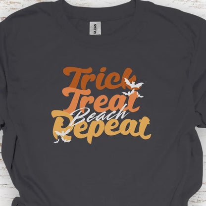 Trick Treat Beach Repeat Halloween T-Shirt  T-Shirt 5XL-Charcoal Everythings Beachy
