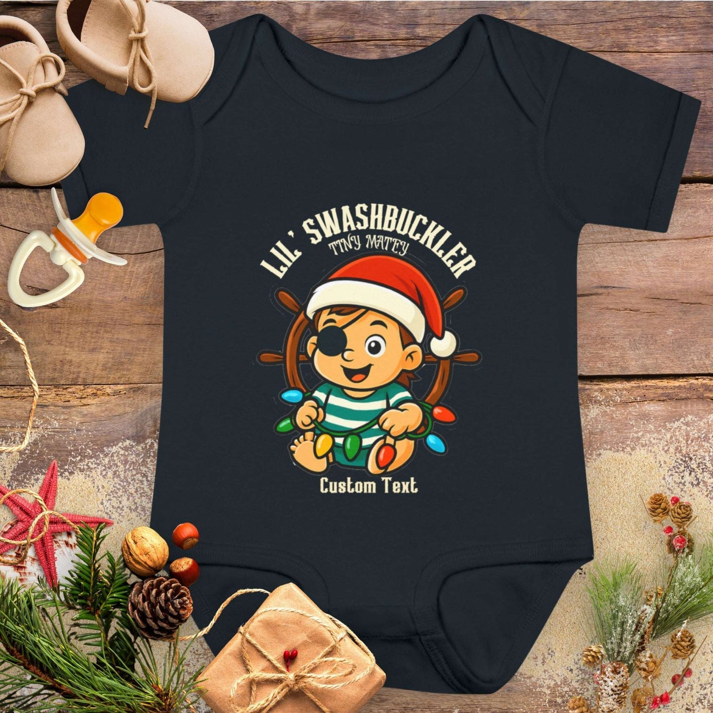 Swashbuckler Baby Boy Pirate Christmas Bodysuit | Personalized