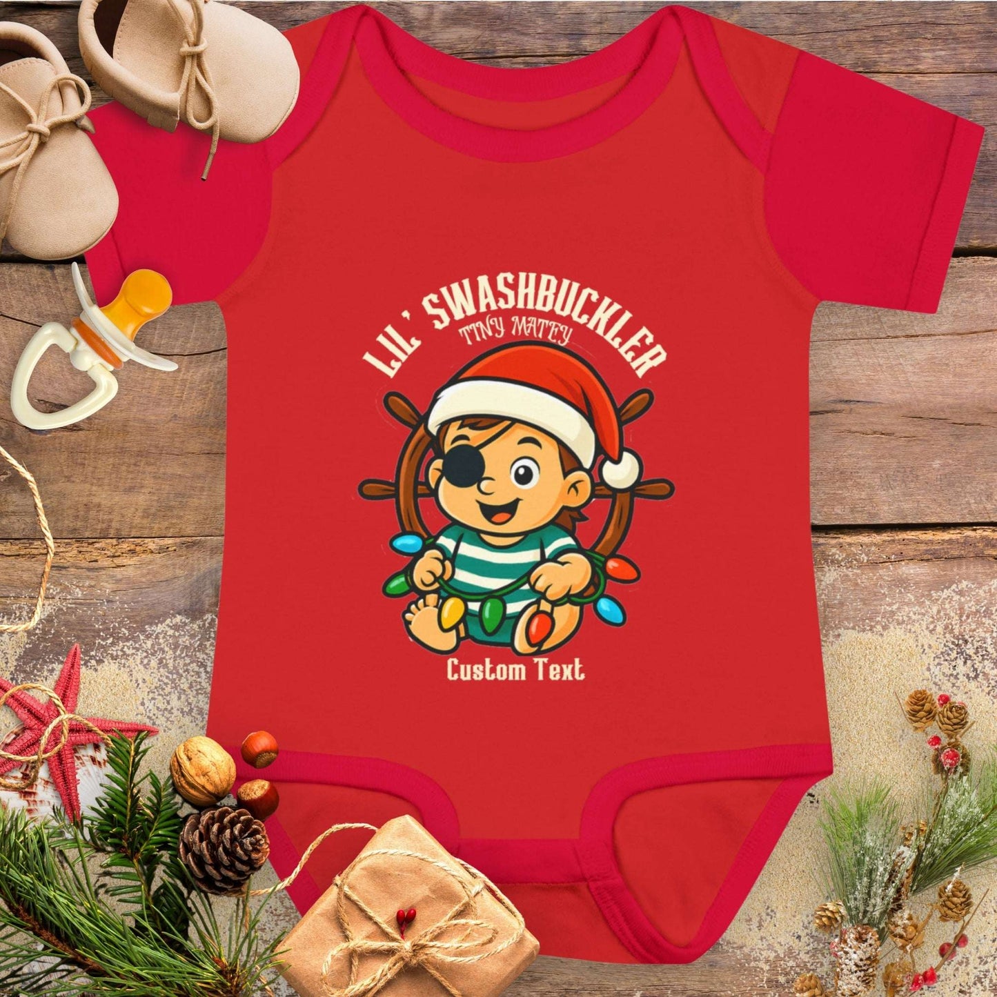 Swashbuckler Baby Boy Pirate Christmas Bodysuit | Personalized