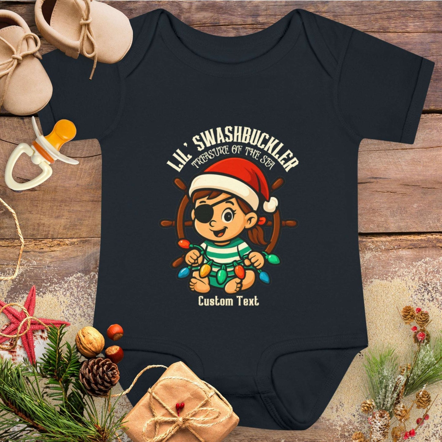 Swashbuckler Baby Girl Pirate Christmas Bodysuit | Personalized