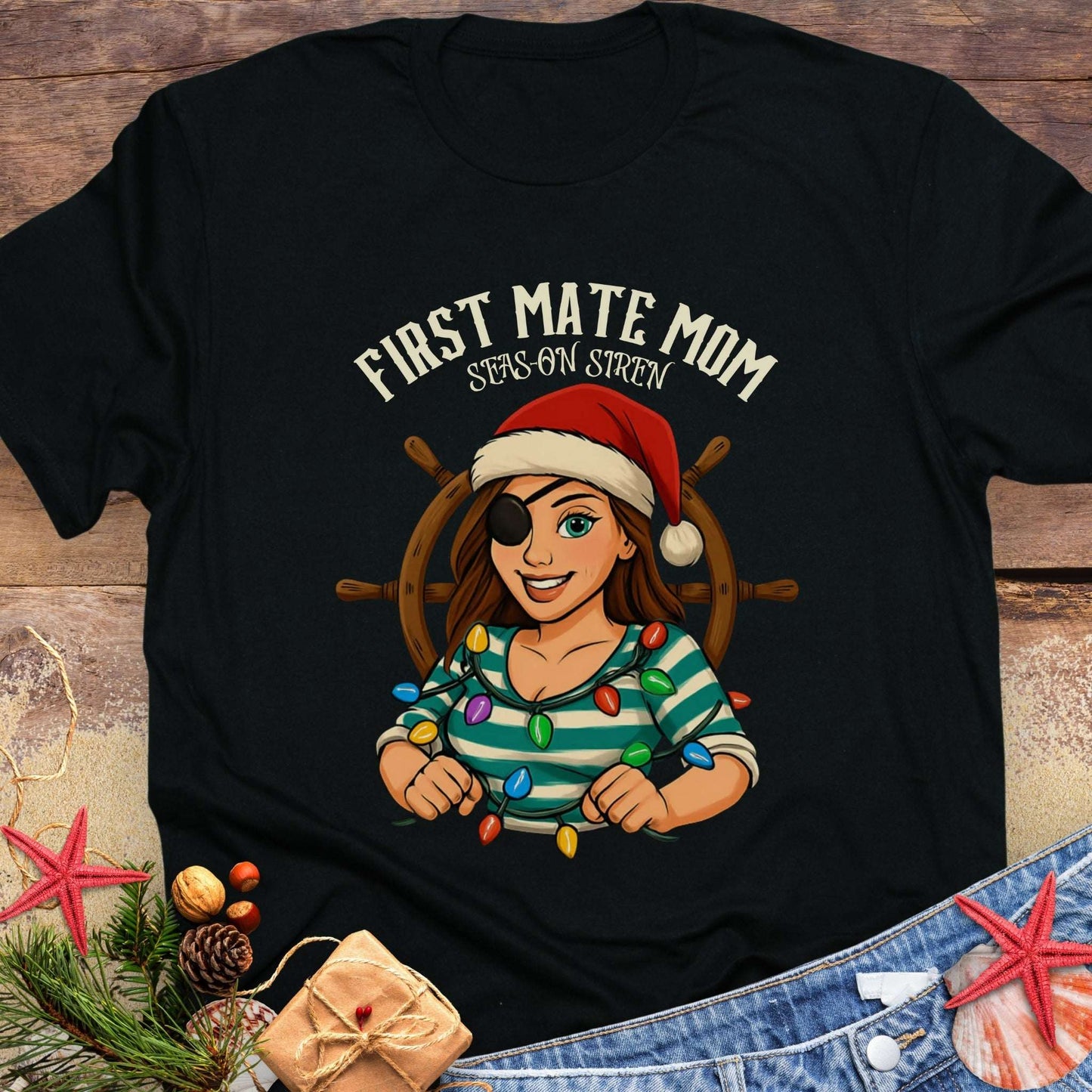 First Mate Mom Christmas T-Shirt | Personalized