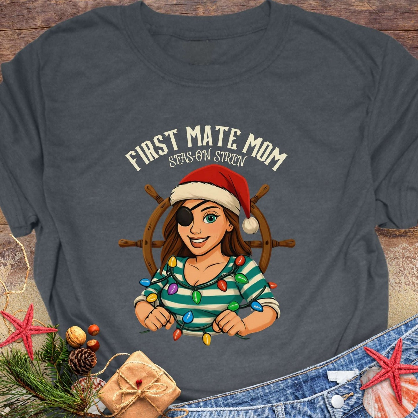 First Mate Mom Christmas T-Shirt | Personalized