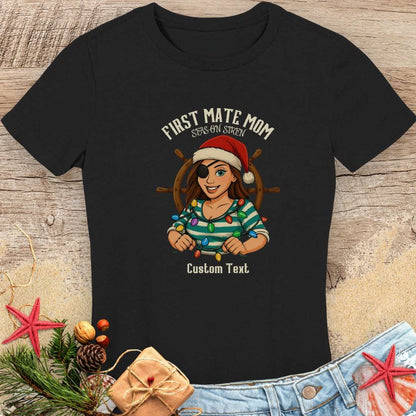 First Mate Pirate Mom Christmas Women's Tee | Personalized