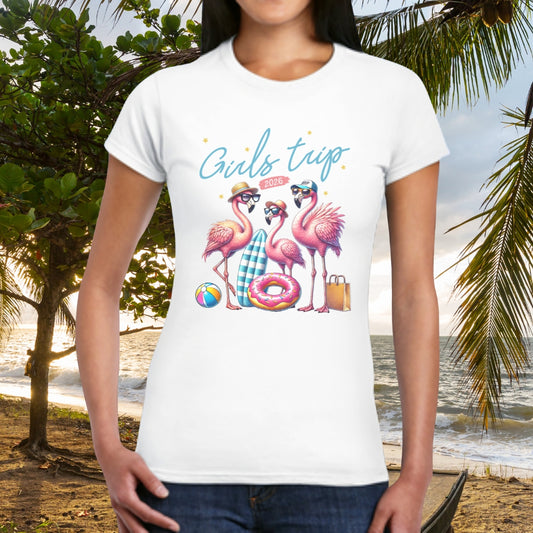 Flamingos Girl's Trip Women's Tee | Personalized