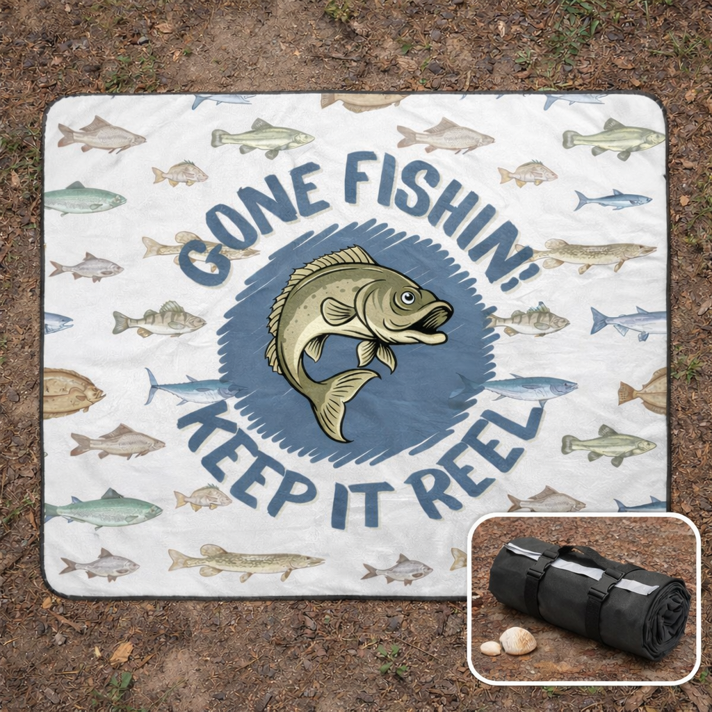 Gone Fishing Stay Reel Outdoor Blanket