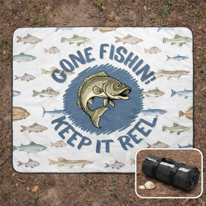 Gone Fishing Stay Reel Outdoor Blanket