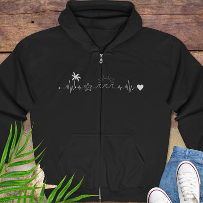 Beach Heartbeat Zip Hoodie