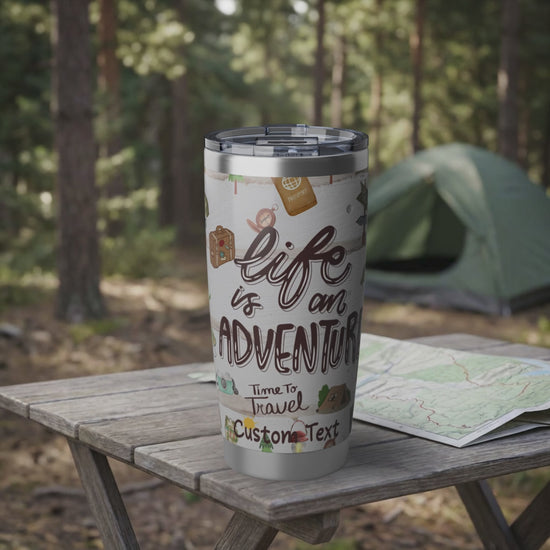 A life is an adventure tumbler video loop.