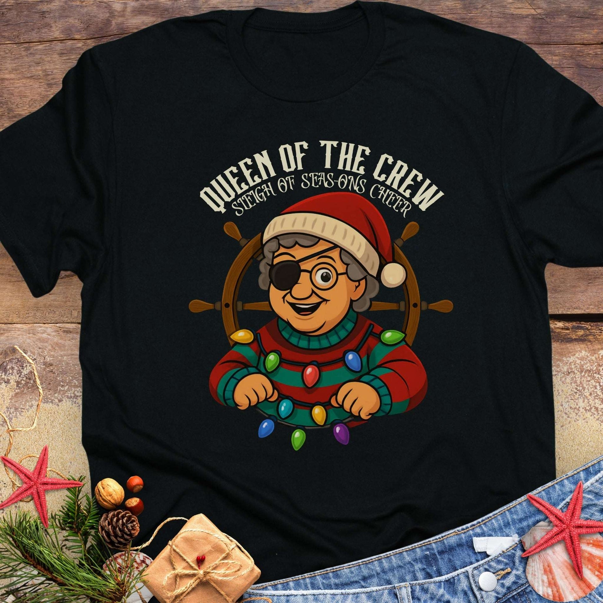 Queen of Crew Grandma Christmas T-Shirt | Personalized