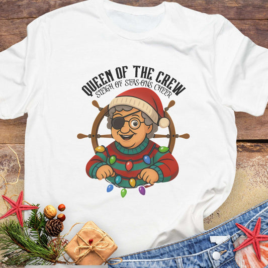 Queen of Crew Grandma Christmas T-Shirt | Personalized