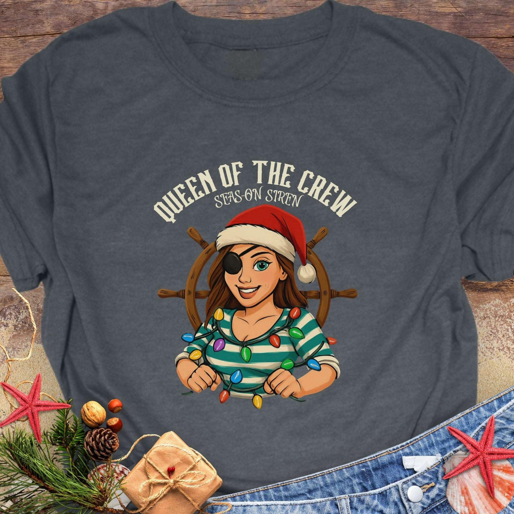 Queen of Crew Mom Christmas T-Shirt | Personalized