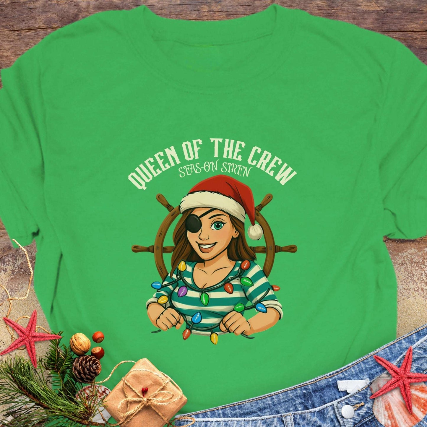 Queen of Crew Mom Christmas T-Shirt | Personalized