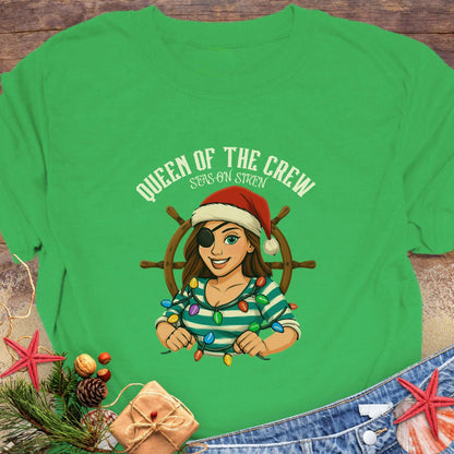 Queen of Crew Mom Christmas T-Shirt | Personalized
