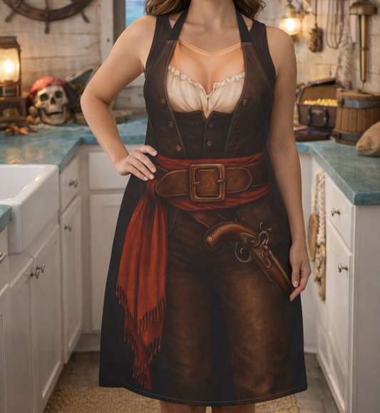 Fun Black apron with lady pirate outfit.